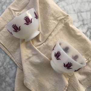 Pair of Fire-King tulip bowls